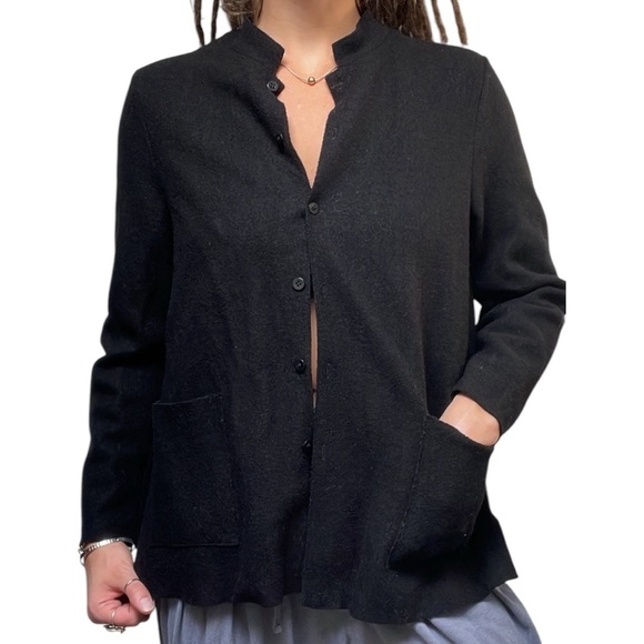 Eileen Fisher Boiled Wool Warm Natural Fiber Winter Coat Jacket 1X Plus Women’s - Picture 9 of 9